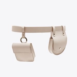 NWT Leather Cream Belt with coin pockets Zara